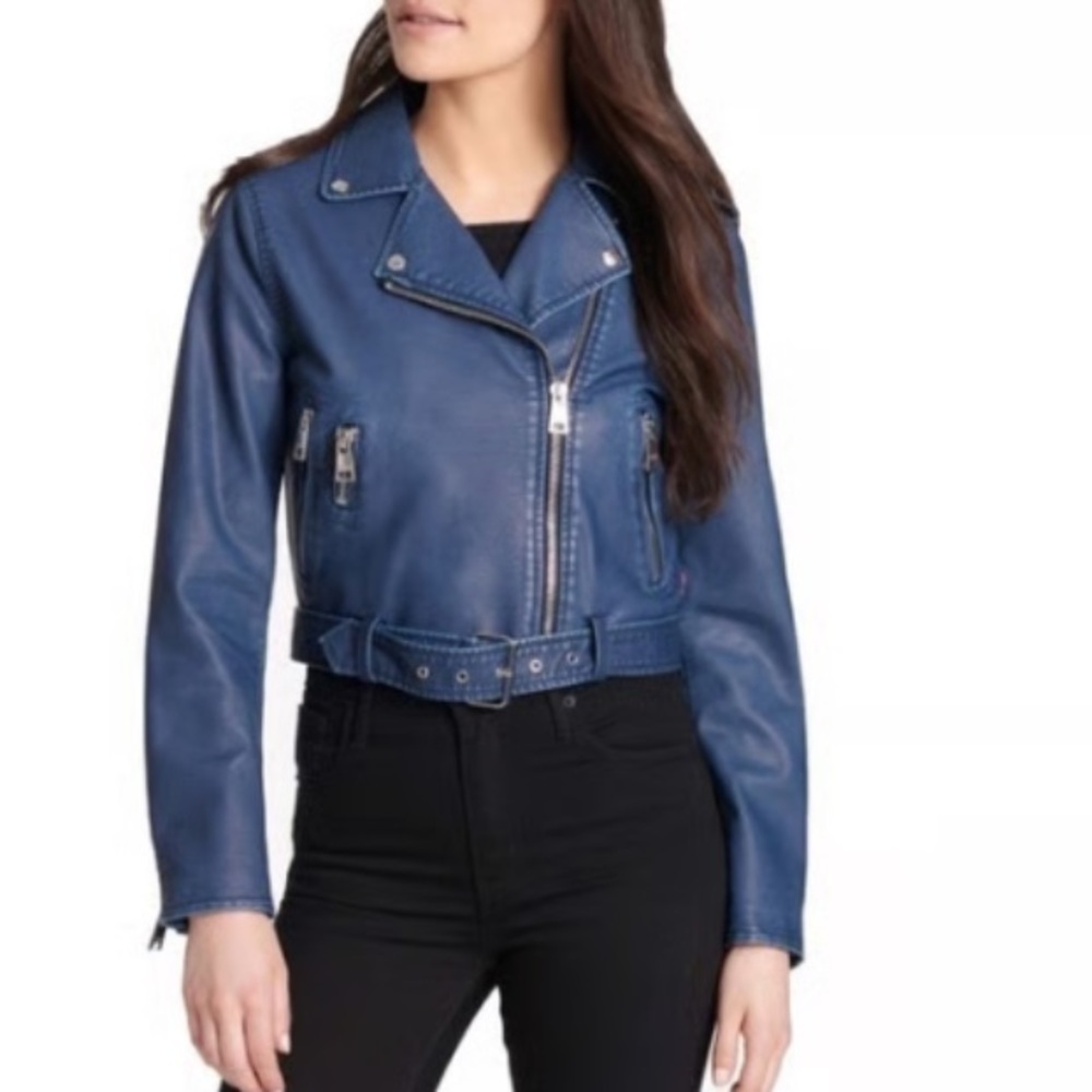 Levi’s MOTO vegan leather jacket navy blue Size 2XL. NWT